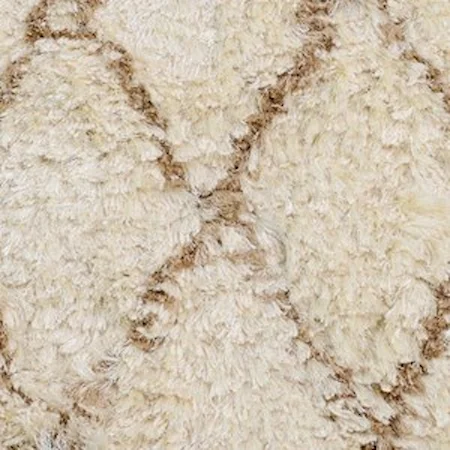 Handwoven Diamond Patterned Rectangular Ivory Shag Rug